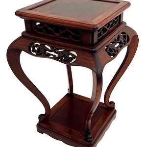 Chinese Carved Rosewood Pedestal Stand / Side Table