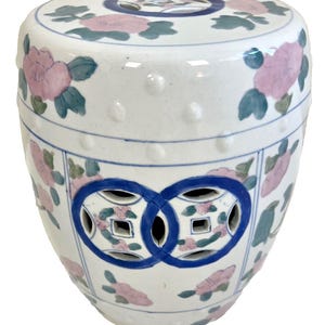 Chinese Porcelain Hand Painted Floral Low Seat Garden Stool