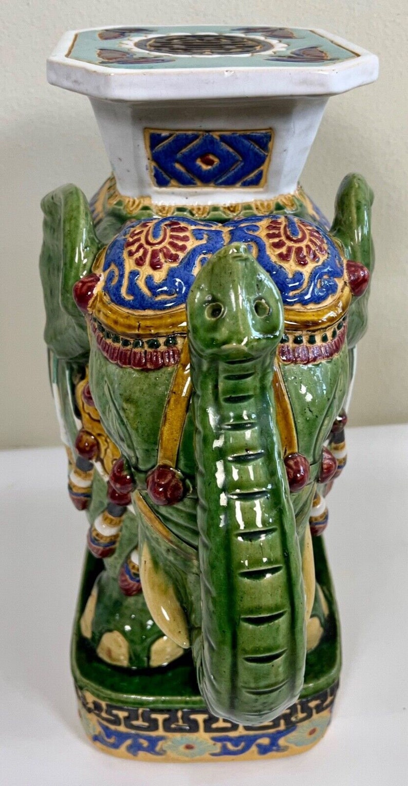 Large Ceramic Hollywood Regency Green Elephant Plant Stand / Etsy