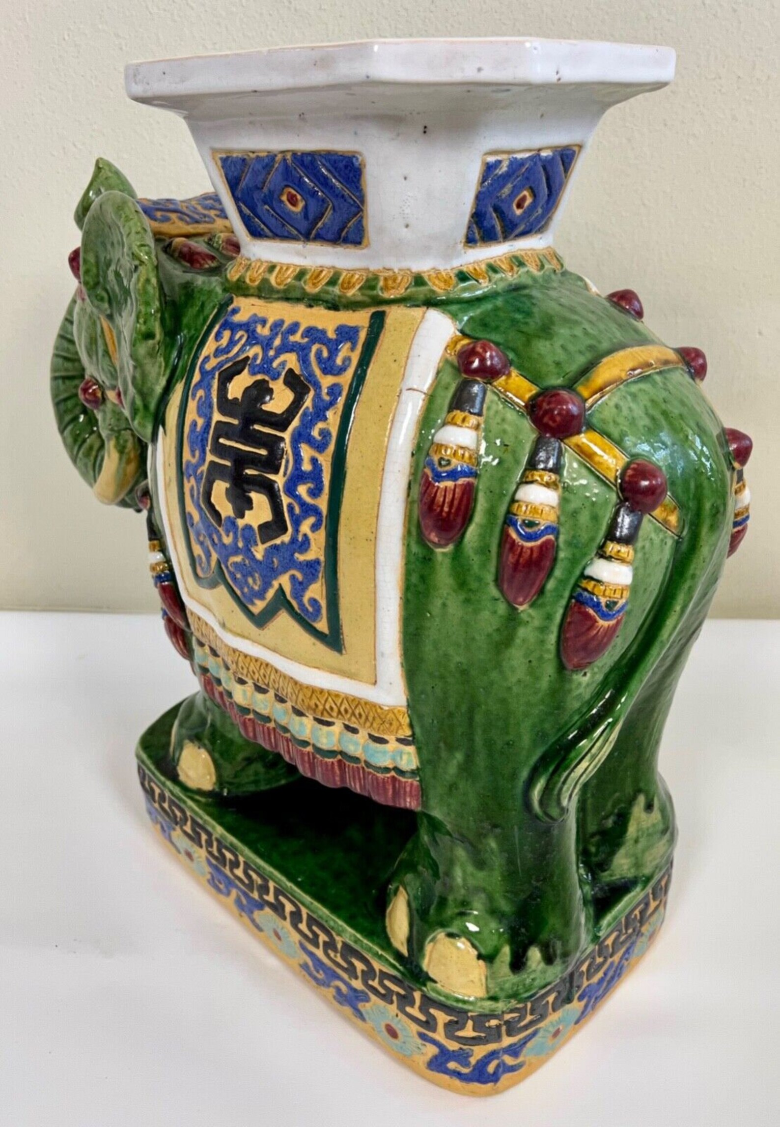 Large Ceramic Hollywood Regency Green Elephant Plant Stand / Etsy