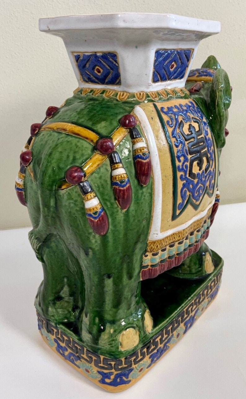 Large Ceramic Hollywood Regency Green Elephant Plant Stand / Etsy