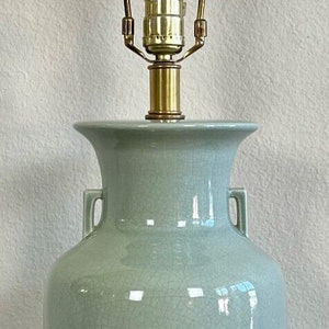 Vintage Frederick Cooper Crackle-Glazed Celadon Porcelain Table Lamp 33"