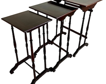 Early 20th C Regency Style 3-Set Mahogany Stack Nesting Tables