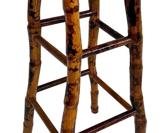 Mid 20th Century Glazed Tortoise Kenian Style Bamboo Bar Stool