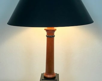 Edward Russell Hand Made in England Neoclassical Wooden Column Table Lamp 27"