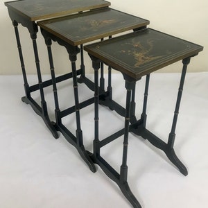 1920s Set of 3 Chinoiserie Nesting Tables Raised Hand Painted - Etsy