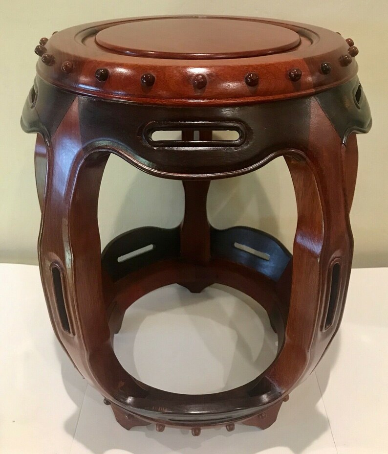 Chinese 2Tone Rosewood Round Barrel Stool / Side Table Etsy