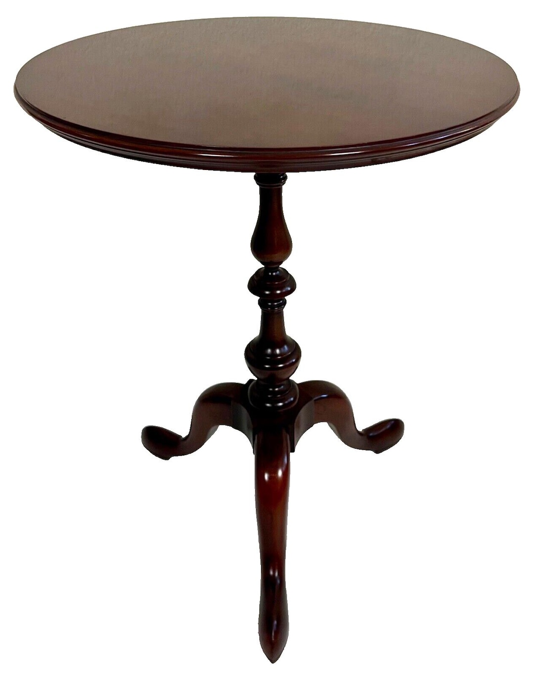 Queen Anne Round Mahogany Pedestal Side Table - Etsy