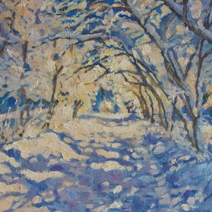 Winter original painting,snow landscape,winter painting,Christmas gift,original oil painting,Christmas painting