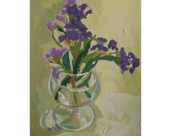 Blumen Gouache Malerei, Florales kleines Gemälde, Kleine Blumen Gouache,Original Gouache Malerei,Kleine Gouache