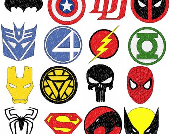 super hero logos etsy