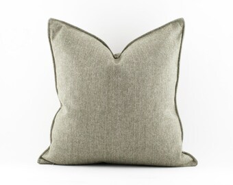 Green Wool Herringbone Pillow 12x18, 12x12, 20x20 and 24x24