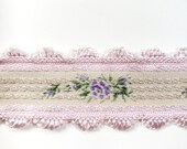 Vintage Orchid and Cream with Lavender Rose Pattern Jacquard Brocade Ribbon for Bridal, Millinery, Costuming or Doll Making