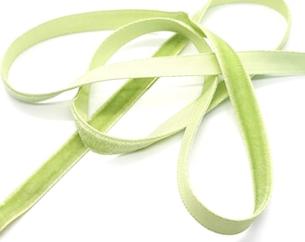 Cameo Brand 3/8" Rayon Velvet Ribbon in Nile Green Sold by the Yard for Trimming, Costuming or Bows