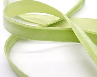 Cameo Brand 5/8" Rayon Velvet Ribbon in Nile Green Sold by the Yard for Trimming, Costuming or Bows