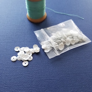 Iridescent Antique White Opaque 5mm Cup Sequins Vintage Sewing Pre-War 2 Gram Bag