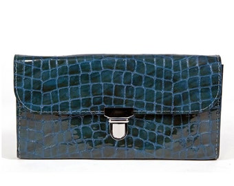 Pochette pour femme en cuir embossé crocodile