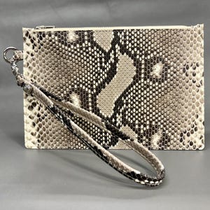 Natuurlijk pythonleer/suède tasje/tas met polsbandje | Lichtgewicht