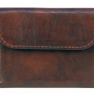 Women's Brown Watercolor Leather/Suede Wallet, Small