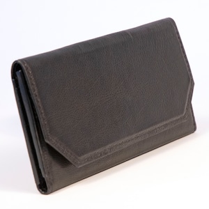 Portefeuille long femme noir doux en cuir de veau