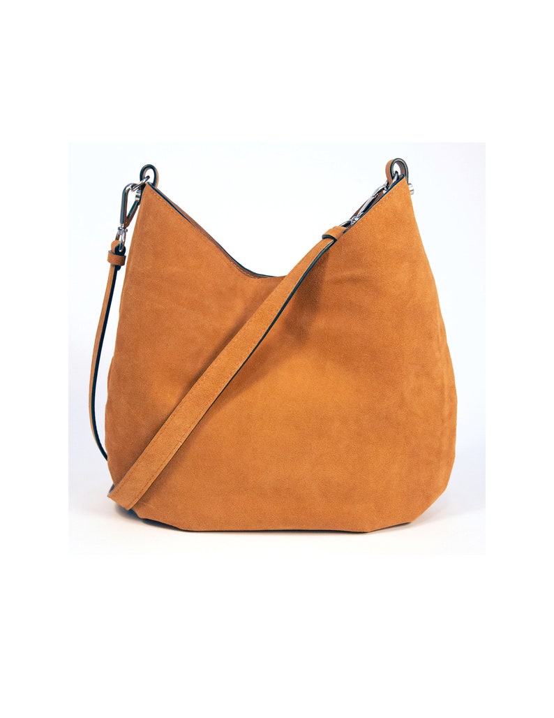 Women's Brown Suede Hobo Crossbody or Shoulder Bag Etsy