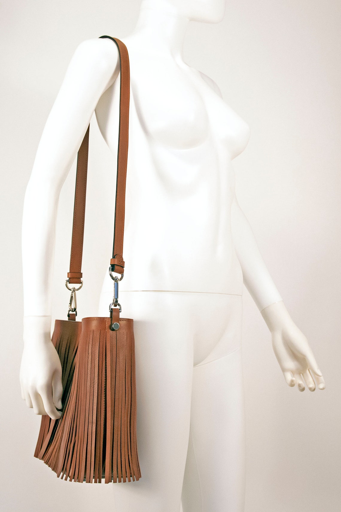 Bolso de cuero con flecos marrón de las mujeres/bolso de mano Etsy