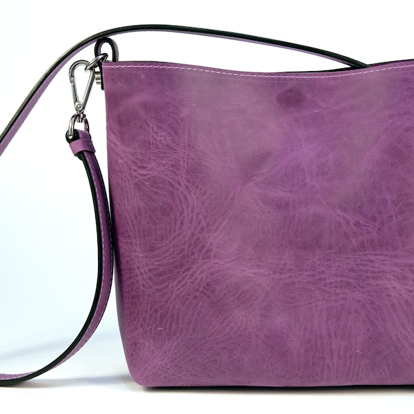 Purple Leather Bag Etsy