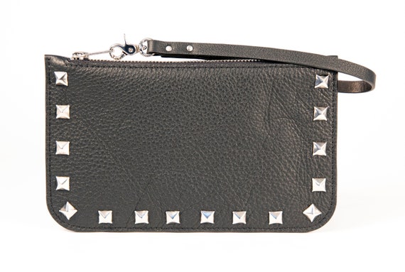 Silver studded clutch bag hotsell