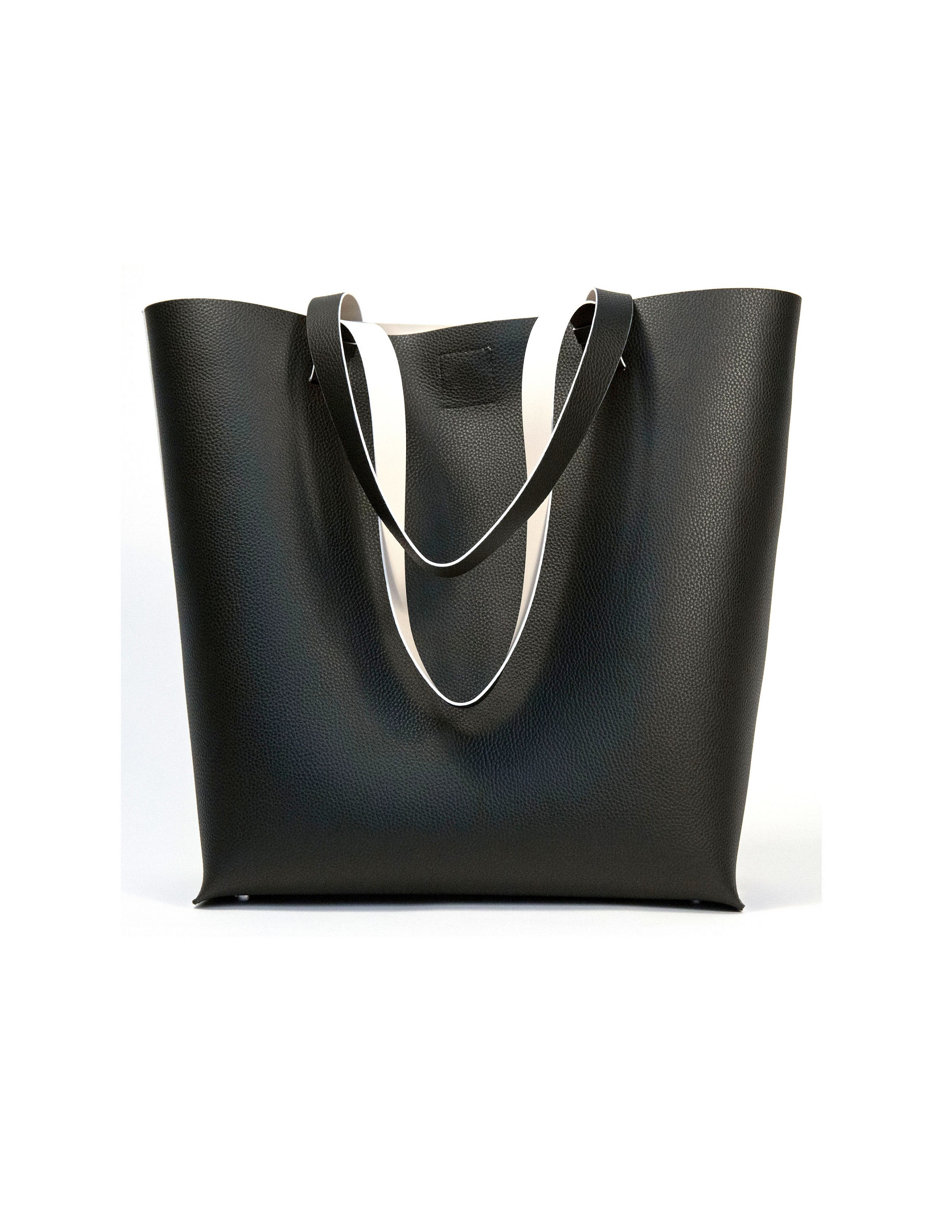 Unisex Extra Large Black/white Leather Tote Bag Etsy