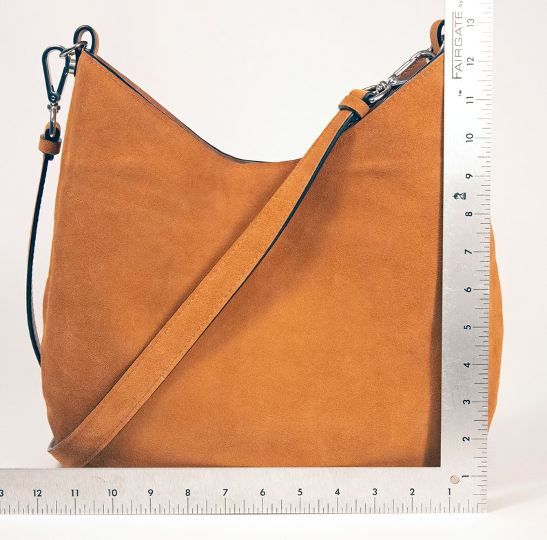 Women's Brown Suede Hobo Crossbody or Shoulder Bag Etsy