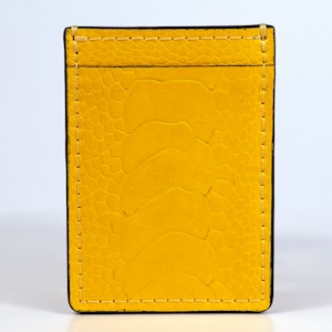 Porta carte/porta carte in vera pelle di struzzo giallo