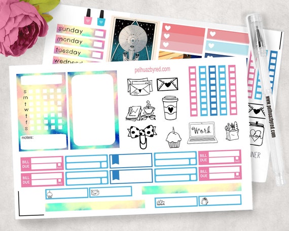 Spaceship Weekly Kit Spaceship Stickers Galaxy Stickers Etsy