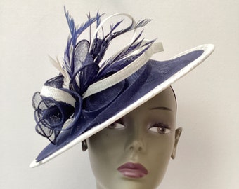 Navy and Ivory Hatinator/Fascinator.