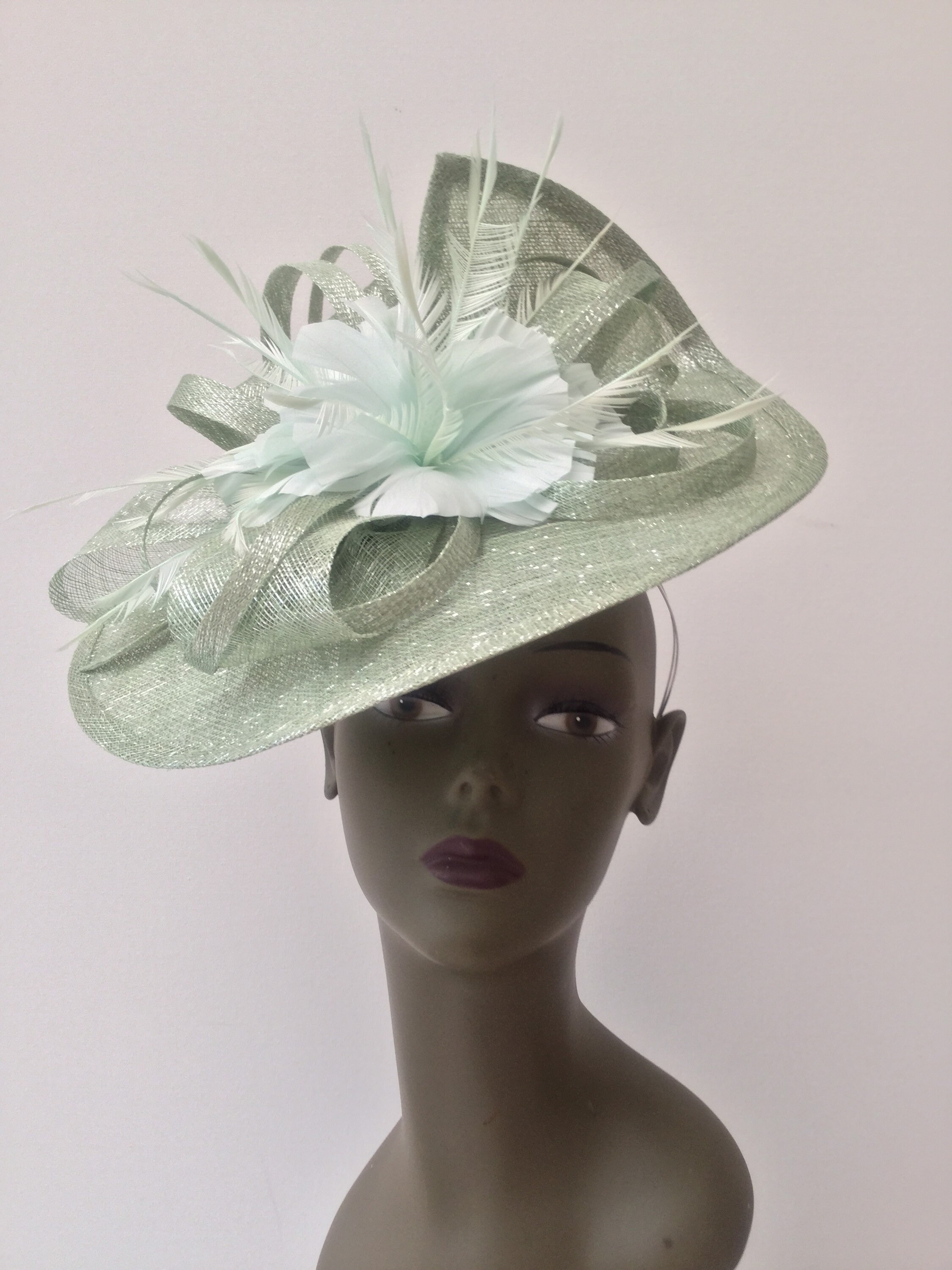 Mint Green and Silver Fascinator 