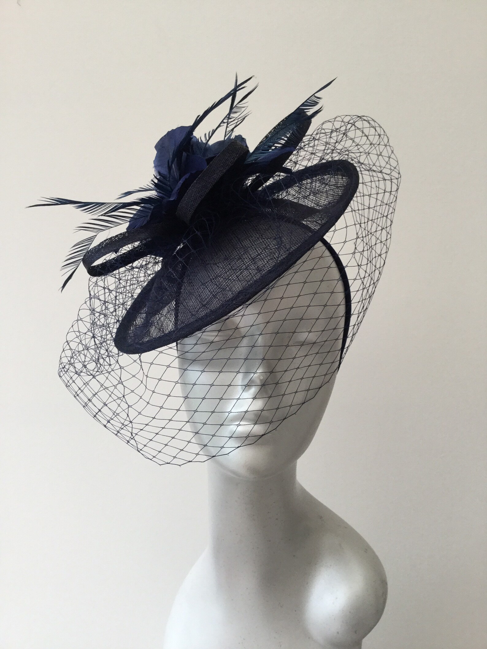 Navy Fascinator. Etsy