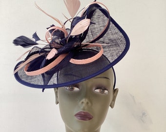 Navy and Blush Pink Hatinator/Fascinator.