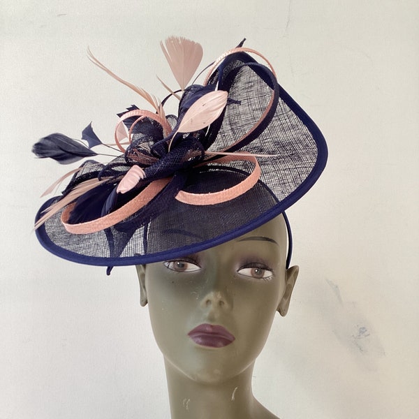 Navy and Blush Pink Hatinator/Fascinator.