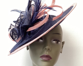 Navy and Blush Pink Hatinator/Fascinator.