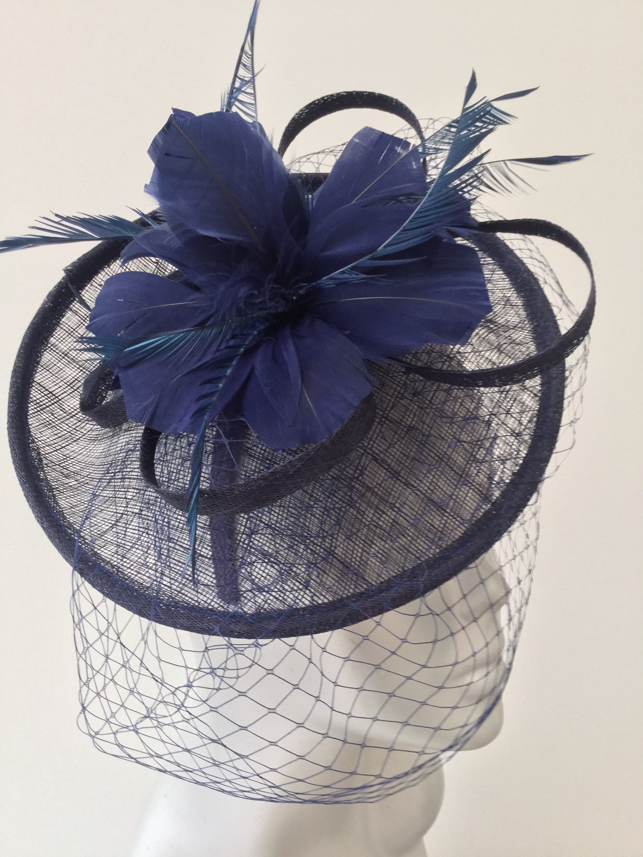 Navy Fascinator. Etsy