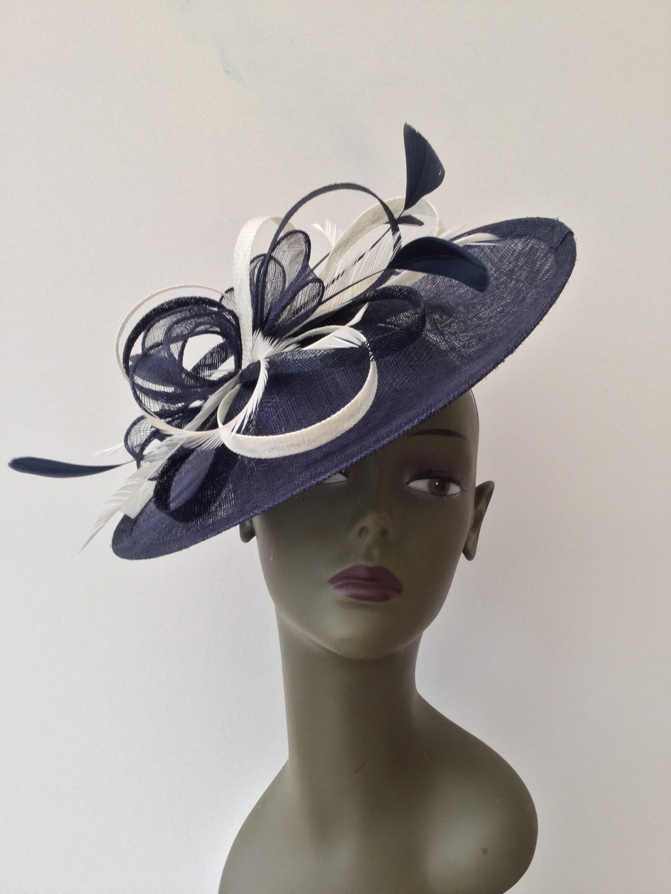 Navy and Ivory Hatinator/fascinator 