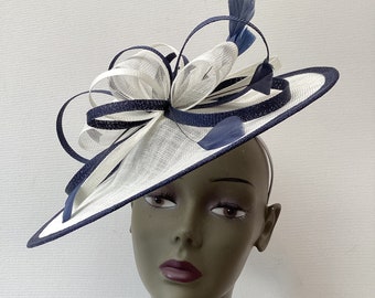 Navy and Ivory Hatinator /Fascinator .