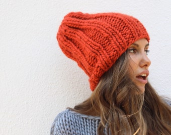 Chunky knit Beanie, 100% Merino wool. Handmade in NYC, USA.