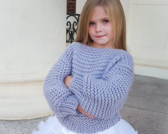 Mini chunky knit sweater. 100% Merino wool. Handmade in NY, USA. Toddler sizes.