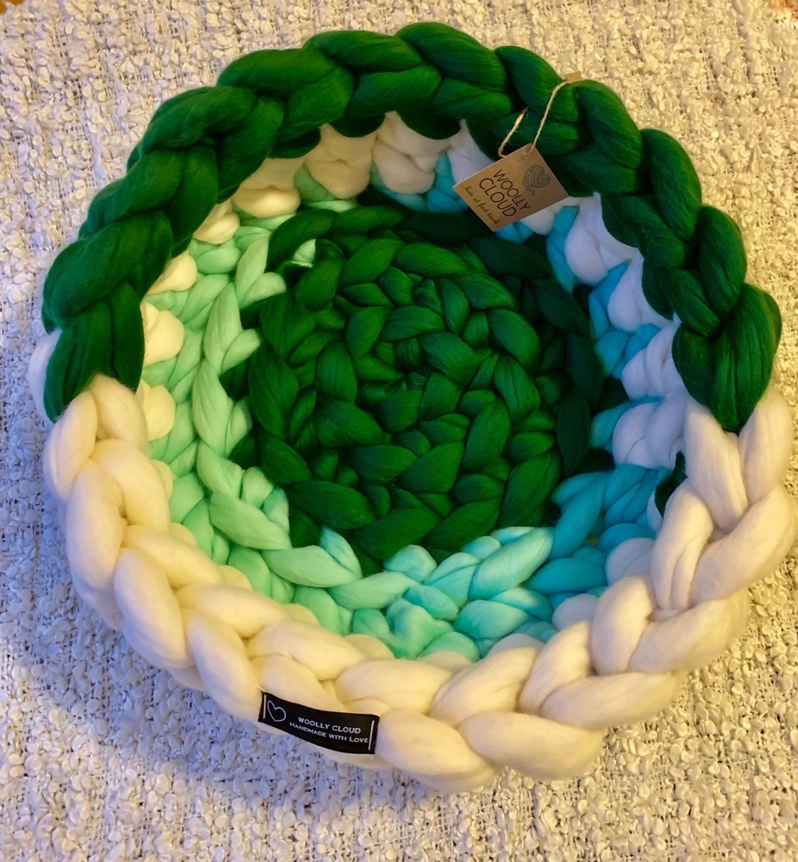 Chunky PET BED. 100% merino wool. Handmade in NYC.