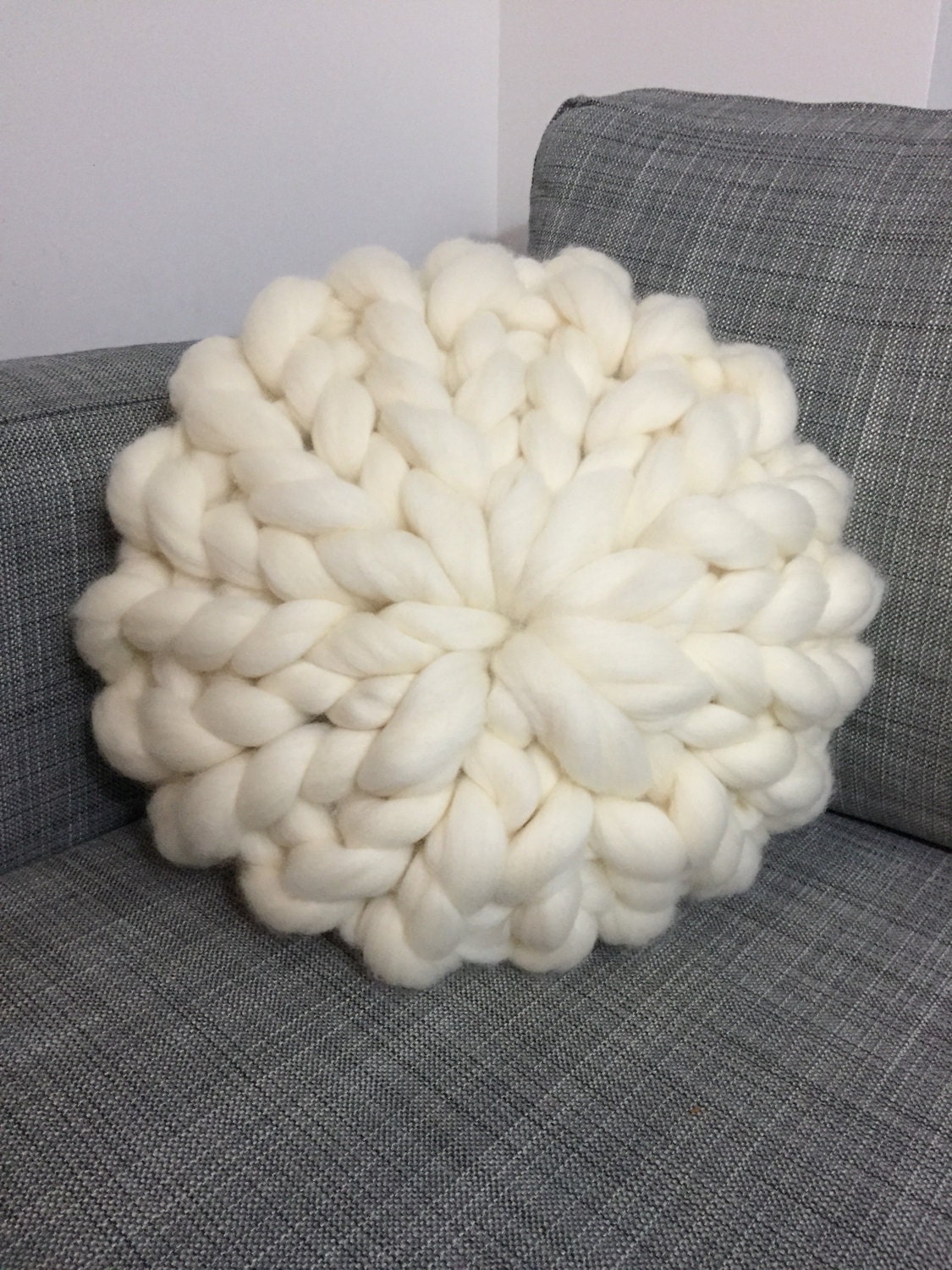 CHUNKY knit PILLOW case, HandMade in the USA, 100 merino wool