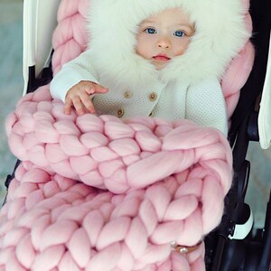 Baby Sleeping Bag. 100% Merino Wool. Handmade in NYC. Candy Floss