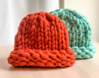 Chunky knit Beanie. 100% Merino Wool. Handmade in NYC.