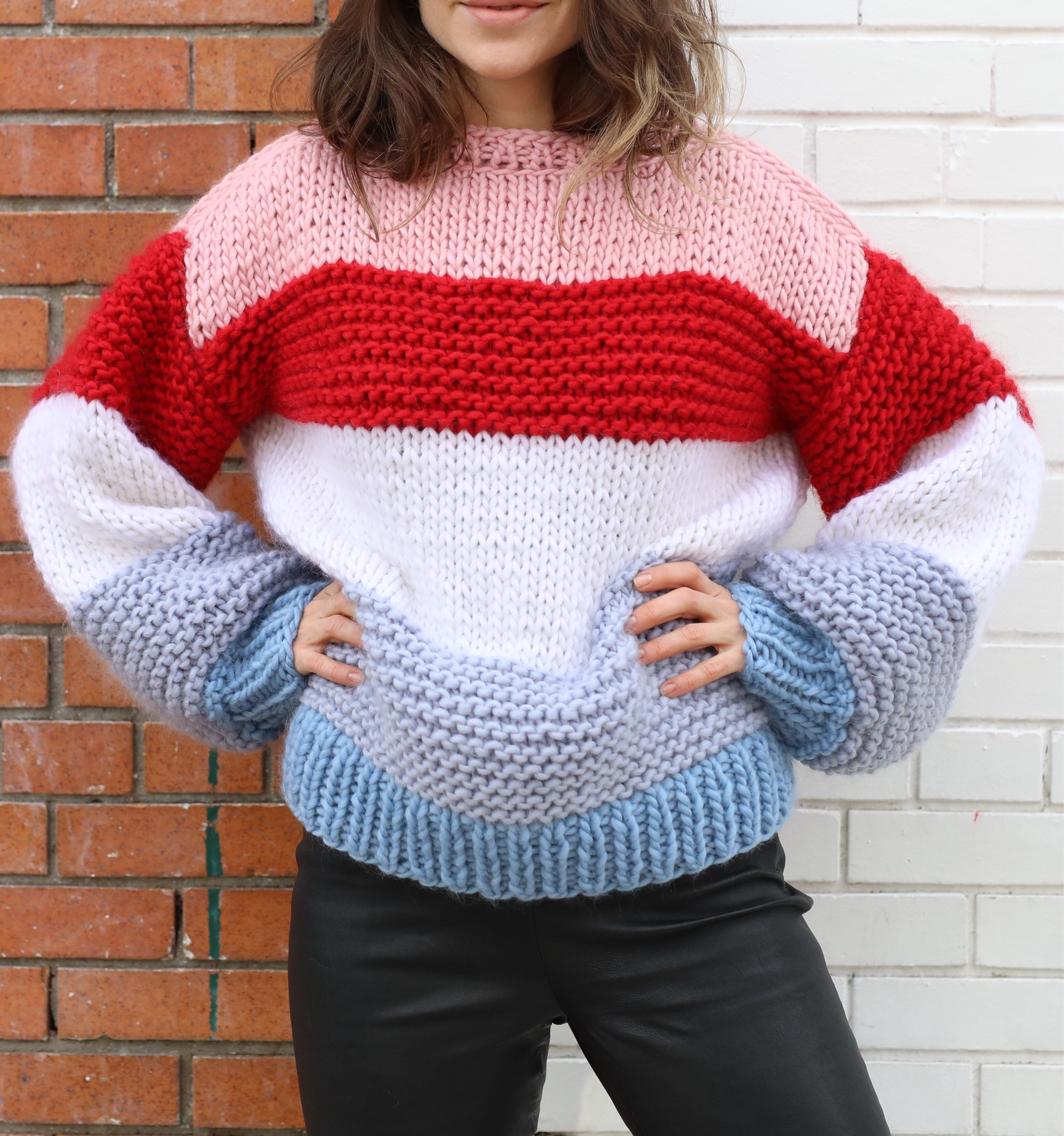 Striped Oversized Chunky Sweater. 100% Merino Wool. Handmade - Etsy Canada
