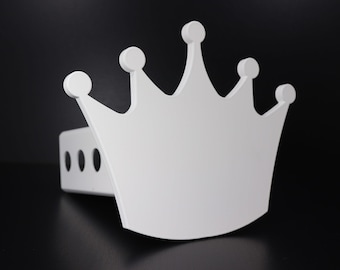 Cubierta de enganche de corona/tiara en blanco satinado: compatible con receptores de enganche de 2"