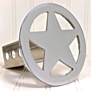 Chrome Circle Star Hitch Cover – Fits 2” Hitch Receiver – 5-3/4" Diameter